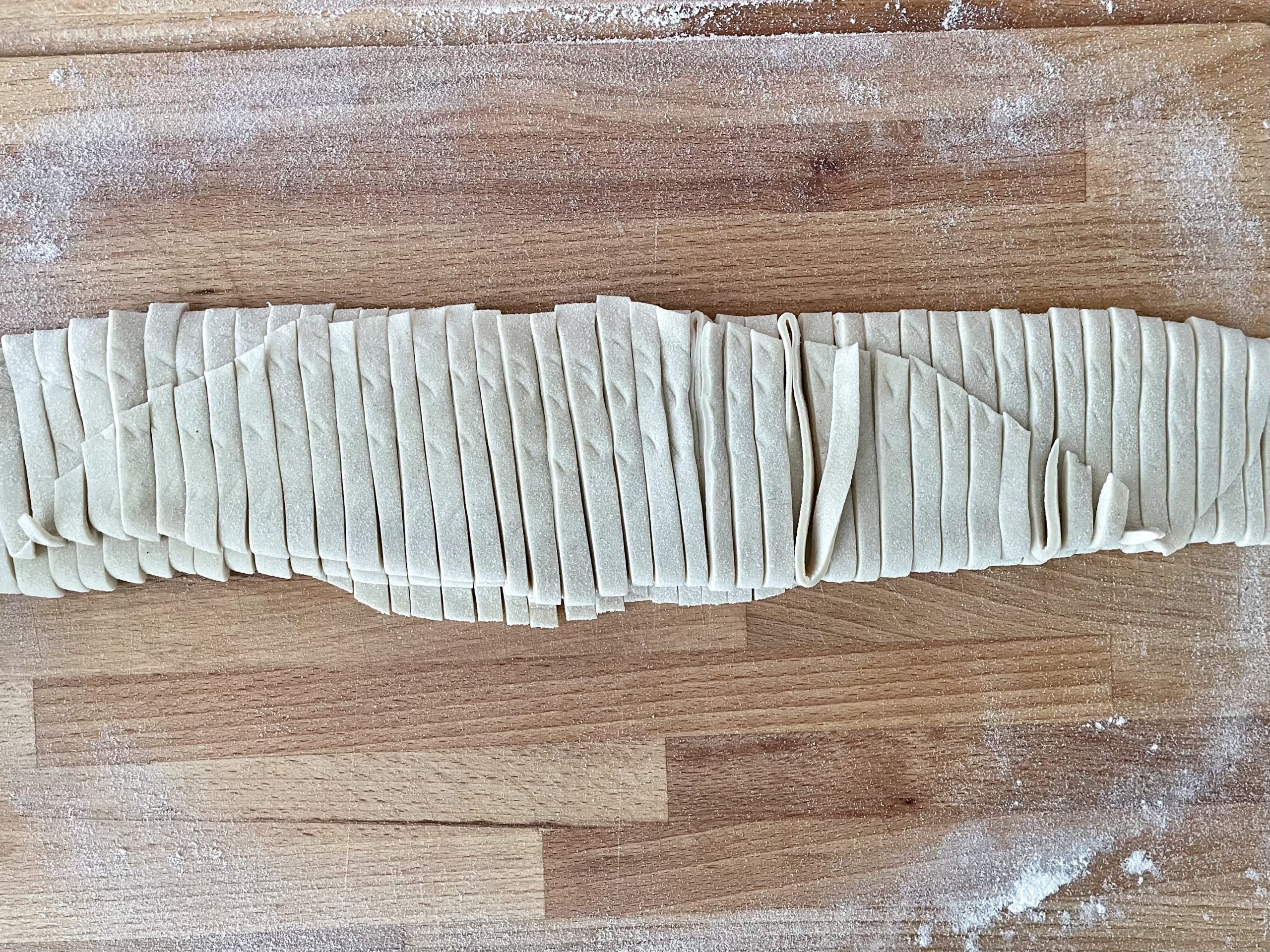 handmade noodles sliced